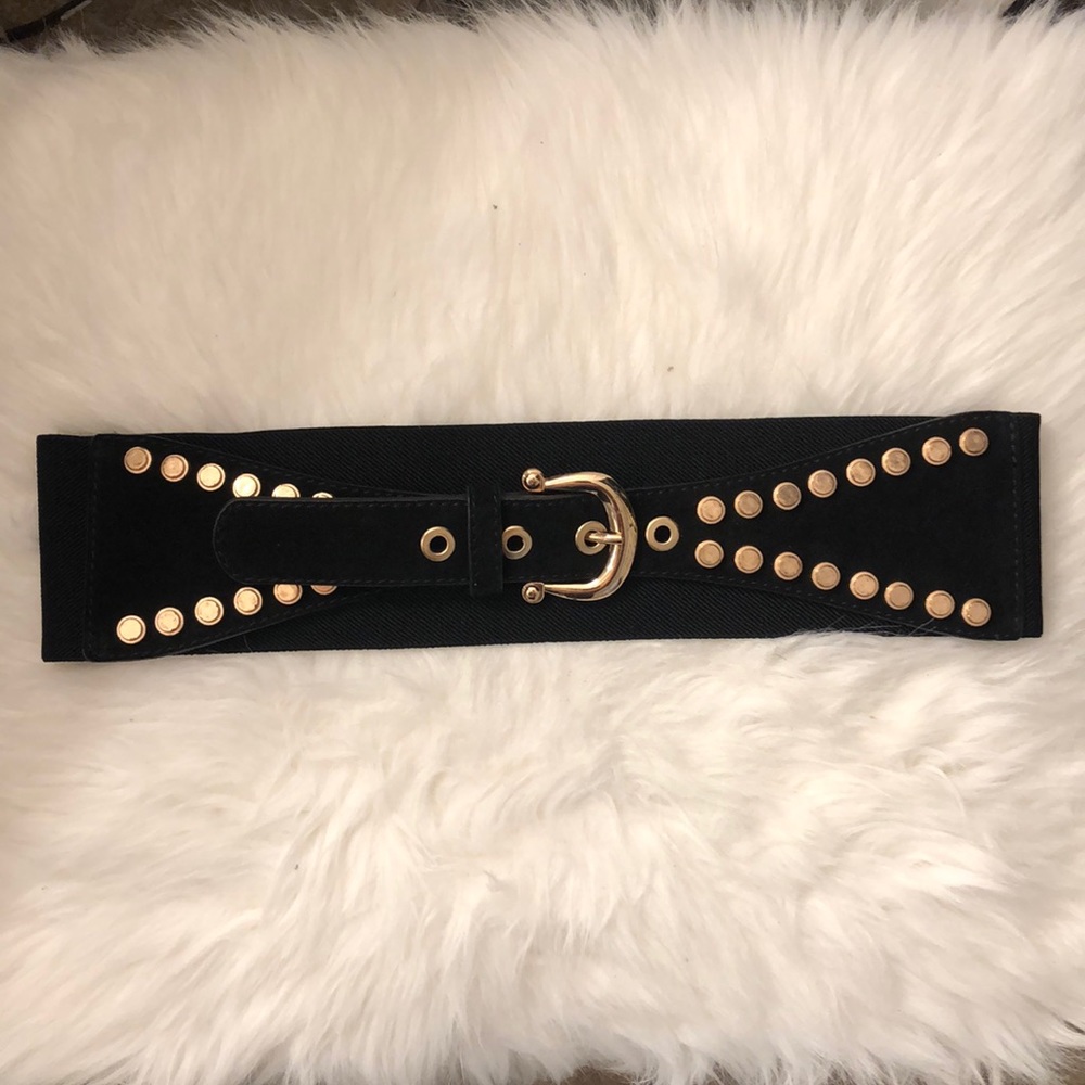 Black Suede Fashion Belt w/ Elastic